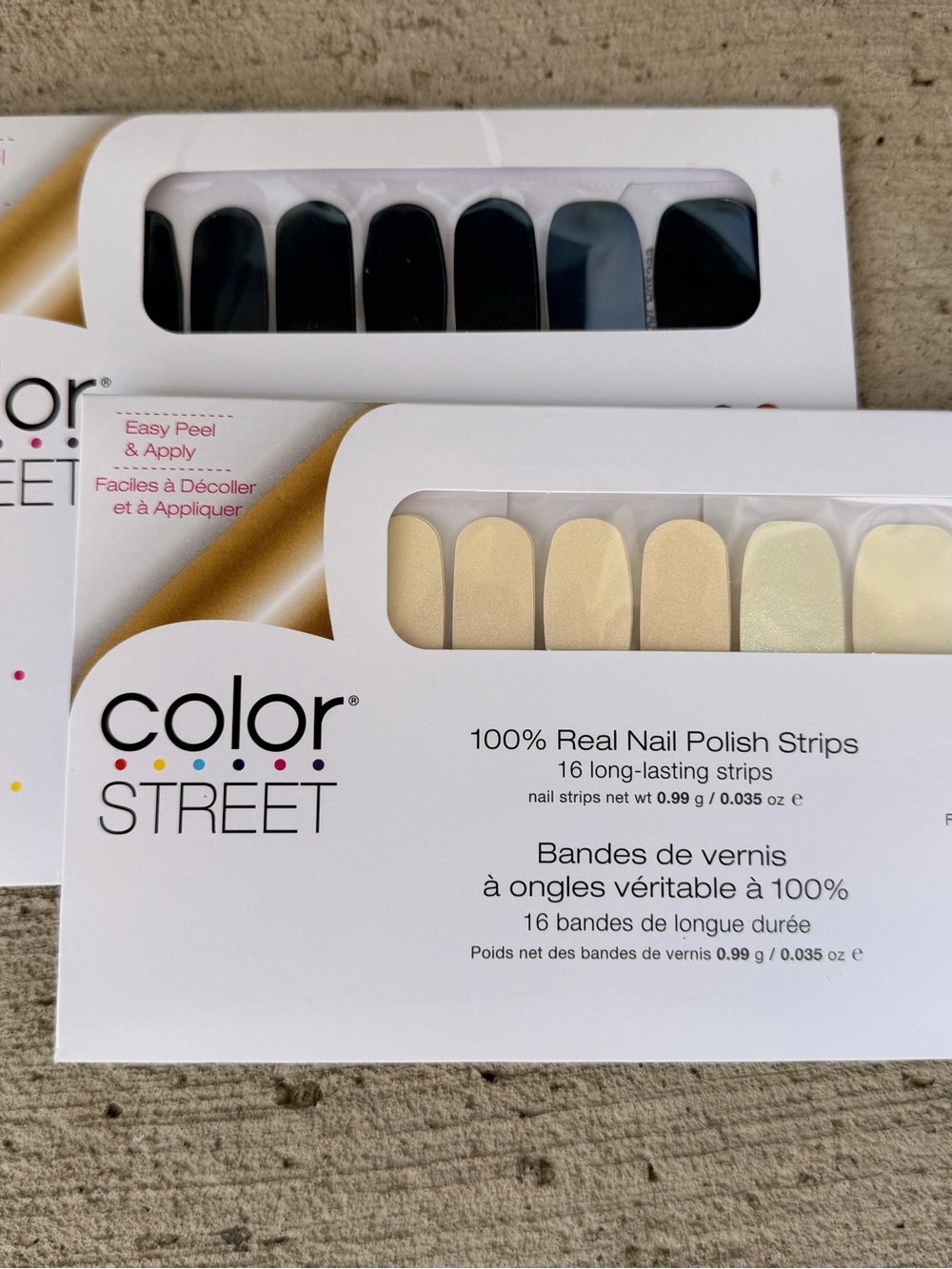 Color Street Cream and Blue Nail Polish Strips - Easy Peel & Apply NEW SEALED